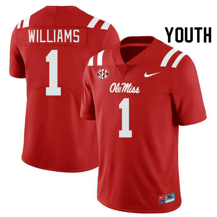 Youth #1 Ayden Williams Ole Miss Rebels College Football Jerseyes Stitched Sale-Red